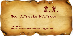 Modránszky Nándor névjegykártya