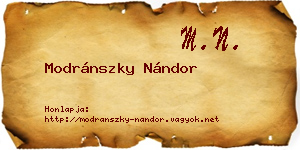 Modránszky Nándor névjegykártya